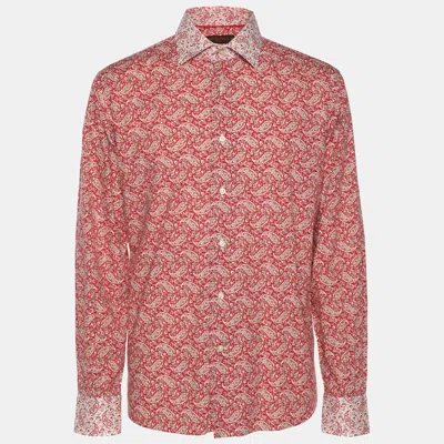 Pre-owned Etro Red Printed Cotton Long Sleeve Shirt M