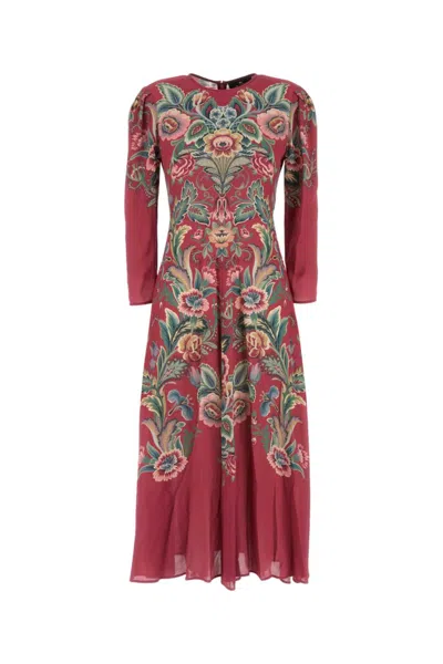 Etro Red Printed Viscose Dress In Multi