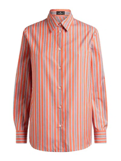 Etro Striped Shirt In Orange