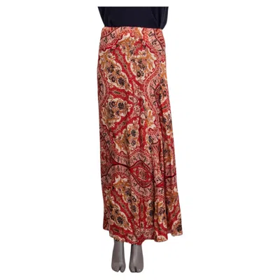 Pre-owned Etro Red Viscose Paisley Crepe Maxi Skirt 42 M