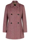 Etro Herringbone-pattern Double-breasted Coat In Red