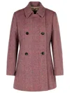 Etro Herringbone-pattern Double-breasted Coat In Red