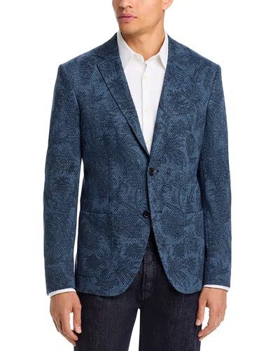 Etro Regular Fit Printed Paisley Cotton Blend Jacket In Blue