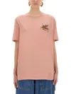 Etro Regular Fit T-shirt With Intricate Pegasus Graphic In Pink