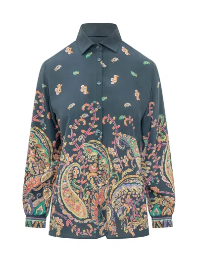 Etro Reguther Fit Mini Shirt In Blue