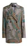 Etro Relaxed Checked-paisley Double-breasted Jacket In Print