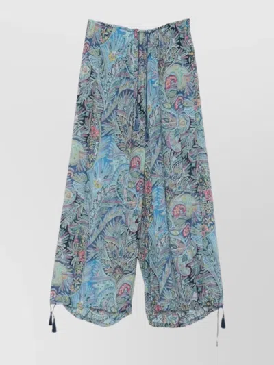 Etro Relaxed Paisley Trousers Wide Leg Tassel In Multi