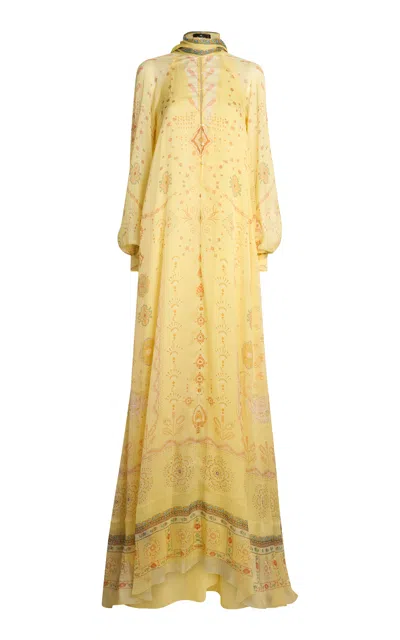 Etro Relaxed Silk Maxi Dress In Yellow