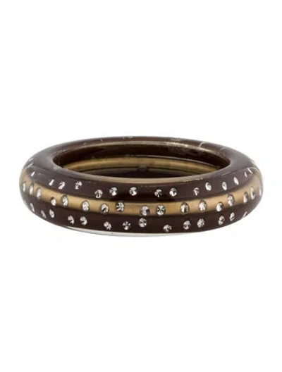 Pre-owned Etro Resin & Crystal Bangle, 8" In Brown