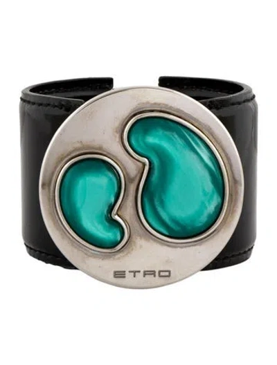 Pre-owned Etro Resin & Leather Bangle Bracelet, 7" In Multi
