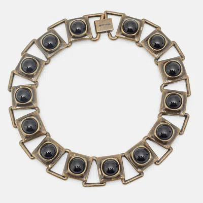 Pre-owned Etro Resin Antique Gold Tone Choker Necklace