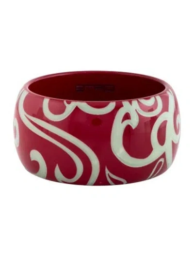 Pre-owned Etro Resin Bangle Bracelet, 8" In Green/red