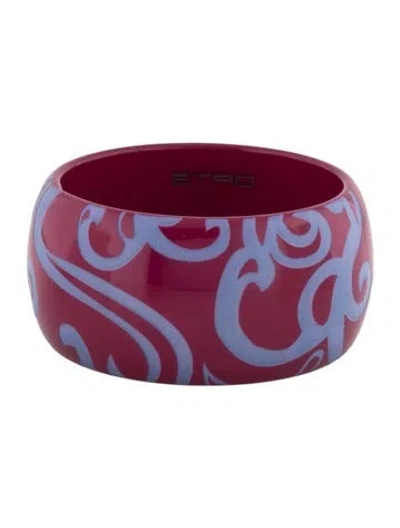 Pre-owned Etro Resin Bangle Bracelet, 8" In Pink/purple