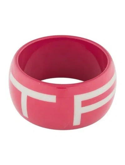 Pre-owned Etro Resin Logo Bangle Bracelet, 8" In Pink
