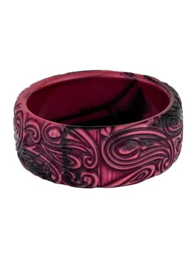 Pre-owned Etro Resin Purple Engravings Bangle, 7.5" In Multicolor