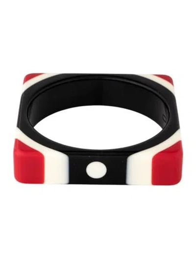 Pre-owned Etro Resin Square Bangle Bracelet, 8.25" In Black/red/white