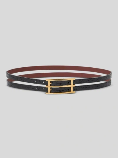 Etro Double-buckle Reversible Belt In Black