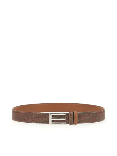 Etro Reversible Belt In Brown