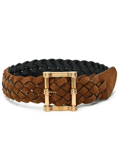 Etro Reversible Braided Suede Belt In Brown