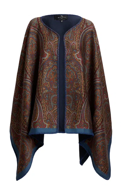 Etro Reversible Cape In Burgundy