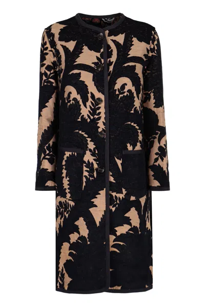 Etro Reversible Jacquard Coat In Black