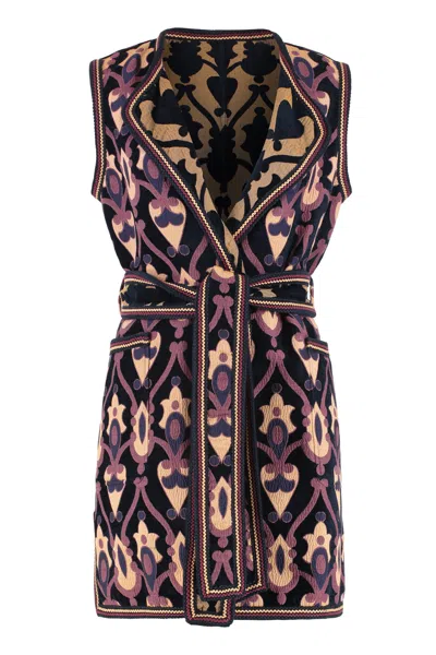 Etro Reversible Gilet In Chenille Jacquard In Brown