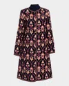 Etro Jacquard Jacket Contrast Trim Geometric Motif In Brown