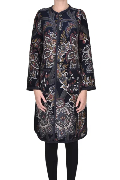 Etro Reversible Jacquard Fabric Coat In Multi
