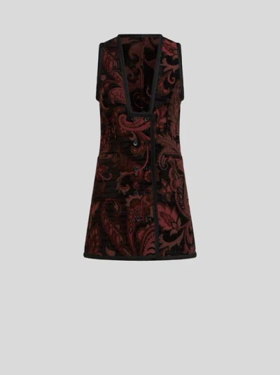 ETRO , REVERSIBLE JACQUARD WAISTCOAT, WOMAN, BLACK, SIZE 48