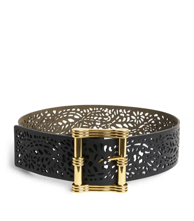 Etro Reversible Laser-cut Belt In Black