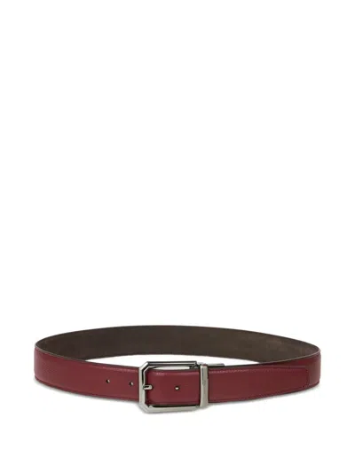 Etro Reversible Leather Belt In Burgundy