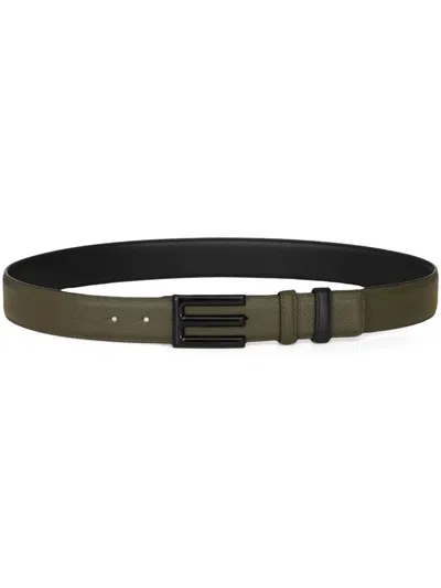 Etro Reversible Leather Belt In Green