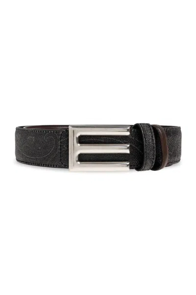 Etro Reversible Logo Belt Arnica And Lea In Transparent