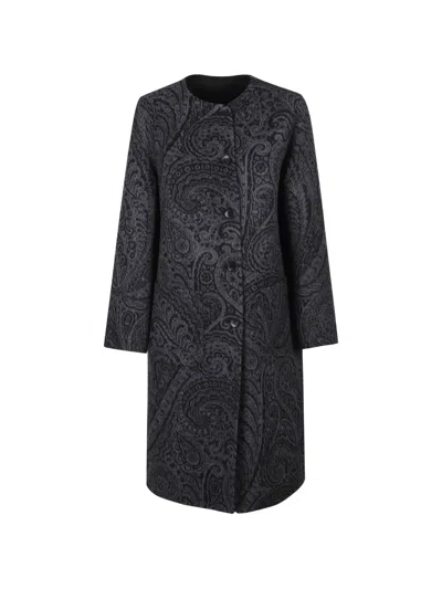 Etro Reversible Paisley-print Coat In Black