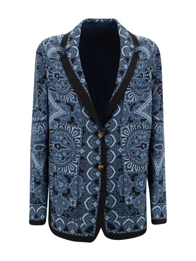 Etro Reversible Single-breasted Jacket In Blue