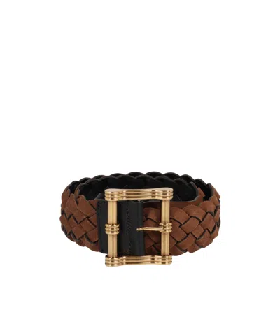 Etro Reversible Woven Belt In Brown