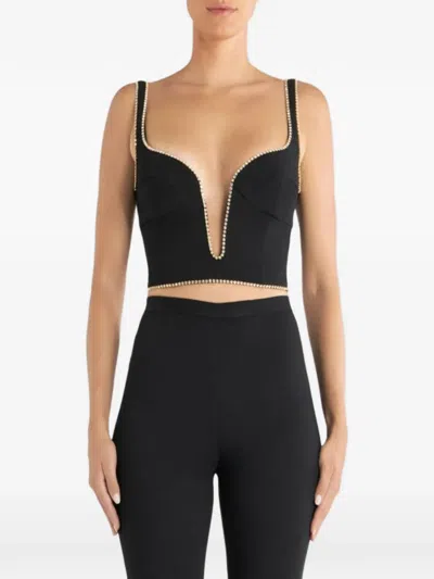 Etro Rhinestone-embellished Sweetheart Top In Black