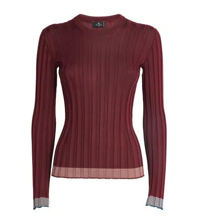 Etro Rib-knit T-shirt In Red