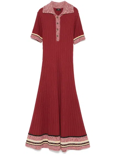 Etro Rib Knitted Mid-length Dress In Dark Aubergine
