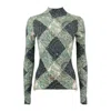 ETRO ETRO RIB-PRINTED WOOL MOCK NECK SWEATER