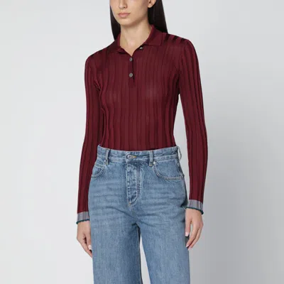 Etro Ribbed Burgundy Polo In Red