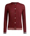Etro Ribbed Cardigan With Pegaso Buttons In Burgundy