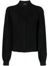 Etro Ribbed-detail Silk Blouse In Black