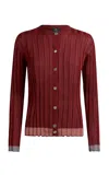Etro Ribbed-knit Cardigan In Red