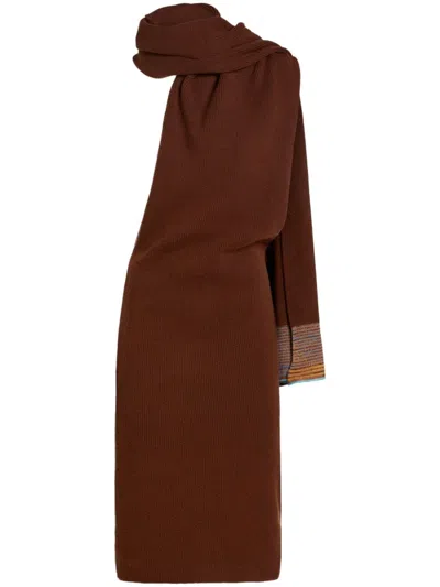 Etro Ribbed-knit Midi Dress In Brown