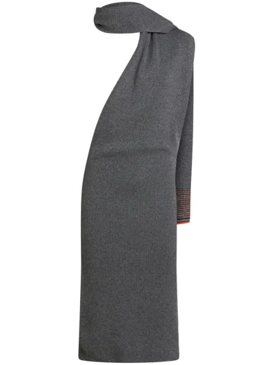 Etro Ribbed-knit Midi Dress In Grey