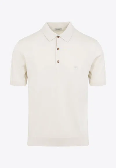 Etro Ribbed Knit Polo T-shirt In White