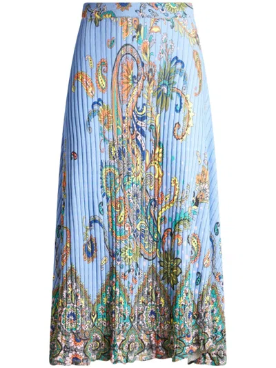Etro Women's Printed Skirt In Blue