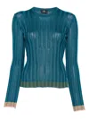 Etro Textured Knit Pullover In Blue