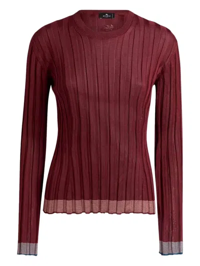 Etro Ribbed Long-sleeved Sweatshirt In Red